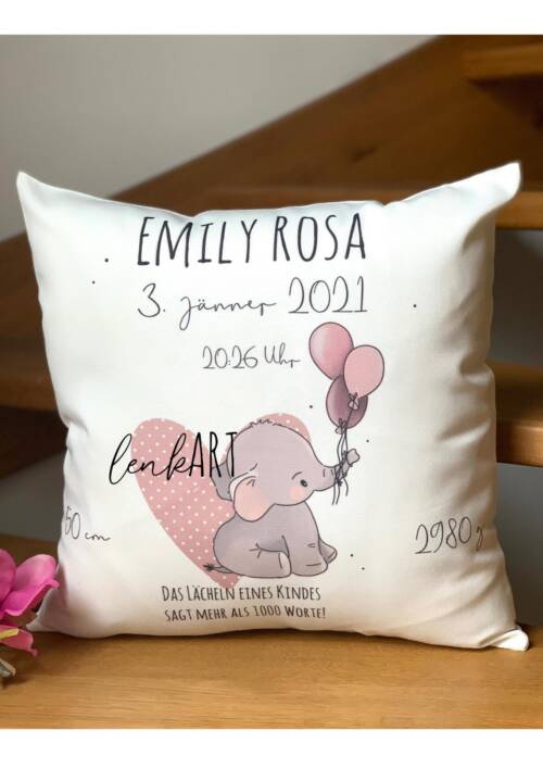 Kissen Babyelefant rosa