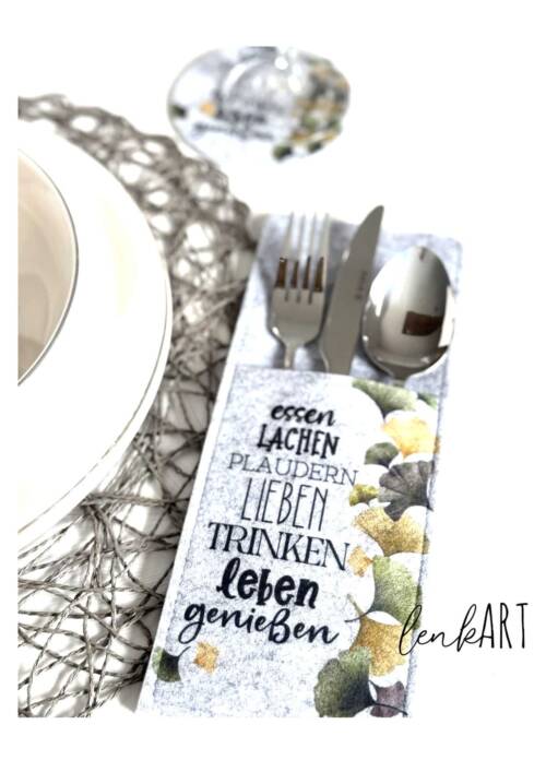 Bestecktaschen Ginkgkostreifen