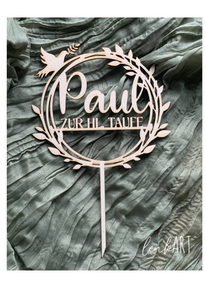 Caketopper Kranz Taufe, Erstkommunion, Firmung Taube – Bild 2