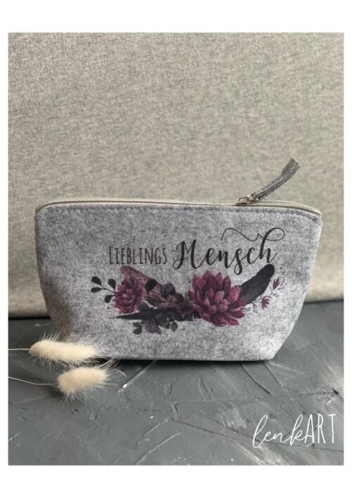 Kosmetiktasche Blumen mit Federn