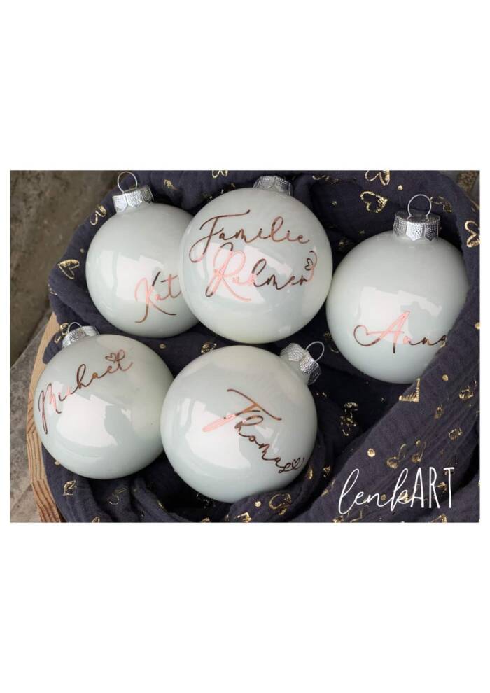 Weihnachtskugel weiß personalisiert 7cm