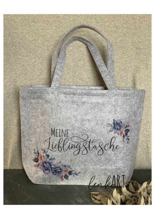 Tasche mit Innentasche Rosen blau/rosa