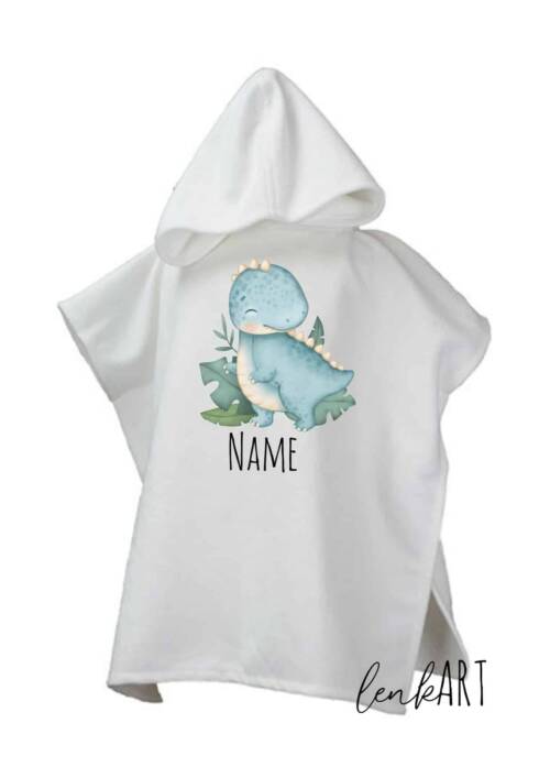 Badeponcho Dino blau