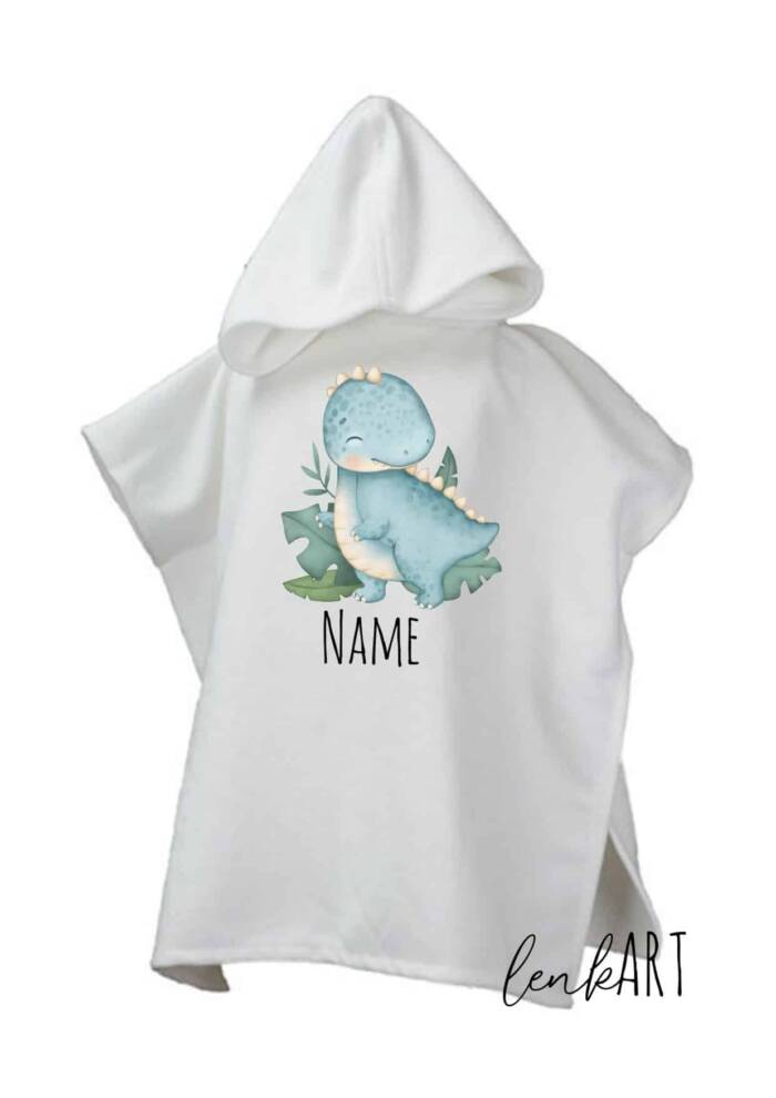 Badeponcho Dino blau
