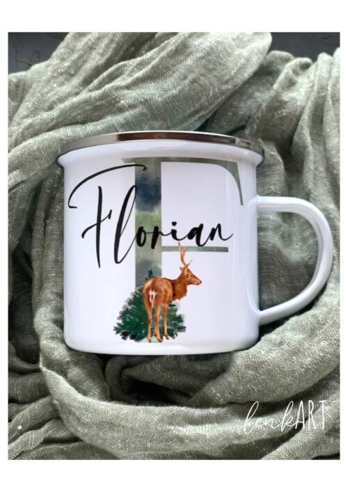 Tasse Buchstaben Hirsch