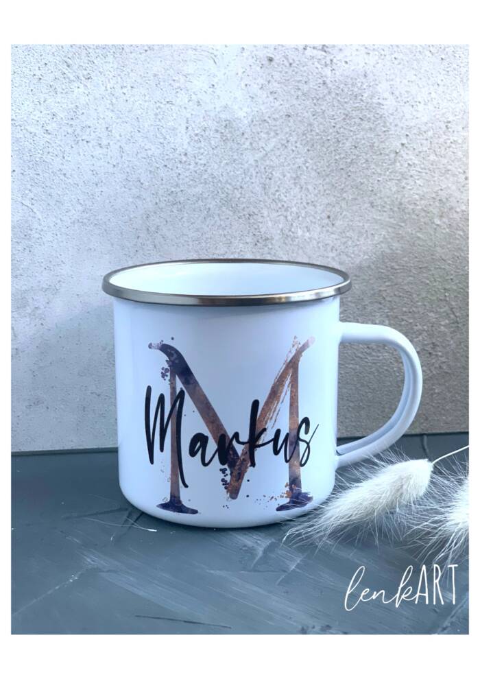 Tasse Buchstaben Aqua