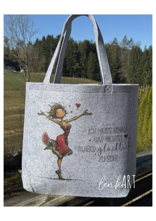 Filztasche Glücklich
